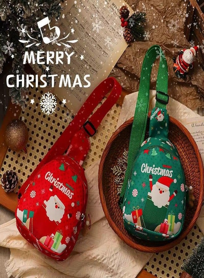 GlitreepropsKids Red Christmas Sling Bag, Mini Crossbody Backpack with Santa, Snowflake & Reindeer Print, Adjustable Strap, 17x13x6.5 cm - Image 5